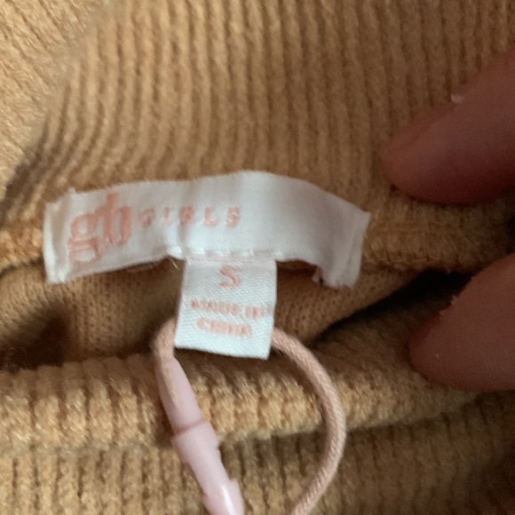 NWT Gb girls camel color mock turtle neck long sleeve ribbed top - Picture 3 of 8